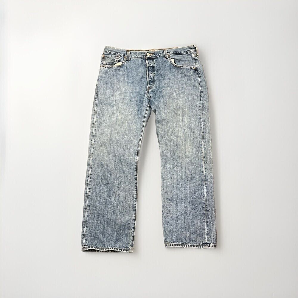 Levi's 501 Button Fly High-Rise Straight Leg Light Wash Denim Jeans Size 40x30